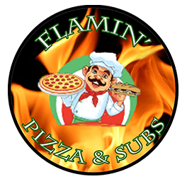Flamin Pizza & Subs logo