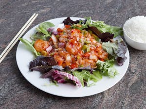 Shrimp with Spicy Tomato and Basil Sauce Image