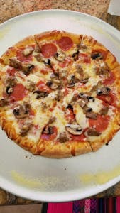 Small 12" 1-Topping Pizza, Any Dessert, 2-Liter Soda Image