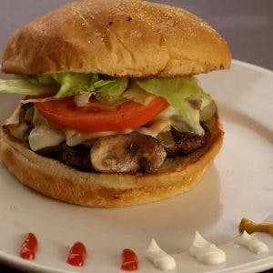Mushroom Swiss Burger Image