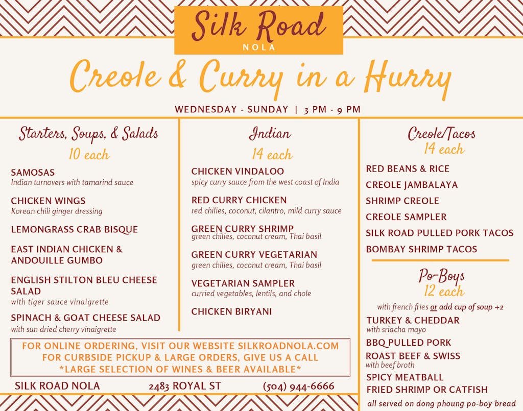 Menu Spice Indian Grill