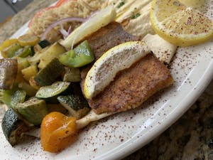 Grilled Salmon Fillet w/ grill veg Image