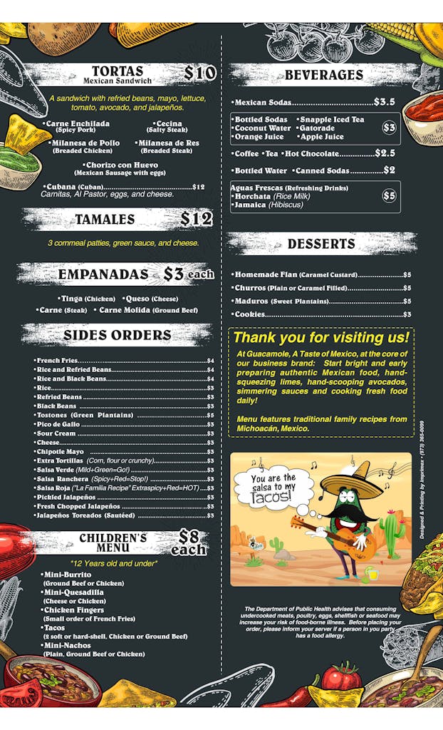 Menu GUACAMOLE WAYNE