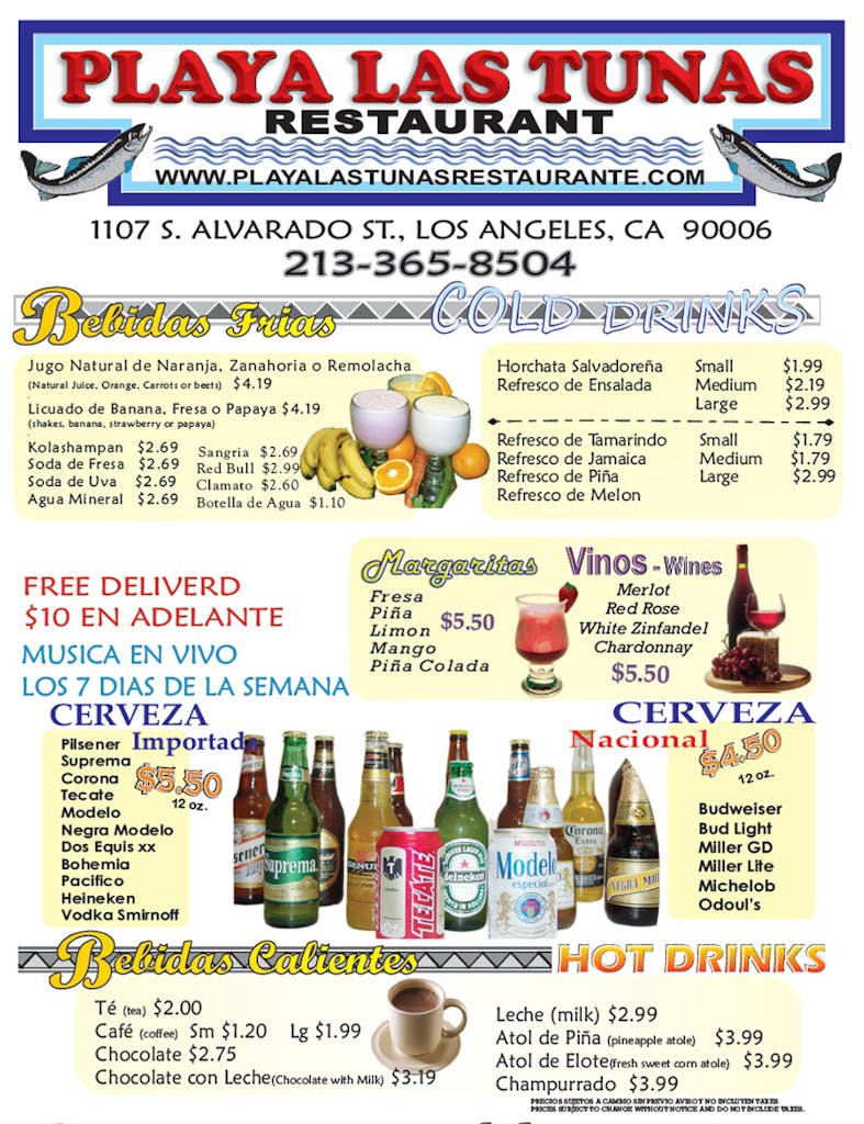Menu Playa Las Tunas Menu Playa Las Tunas