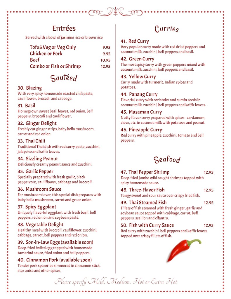Menu Thai Pepper