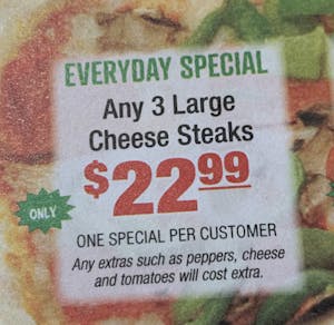 Any 3 Large Cheesesteaks Special Image