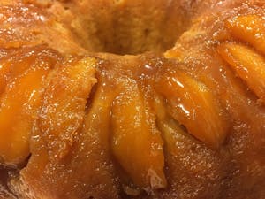 Slice Peach Bundt Cake Image