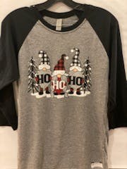 3/4 Sleeve Grey w/ Black Sleeve "Ho Ho Ho" Image