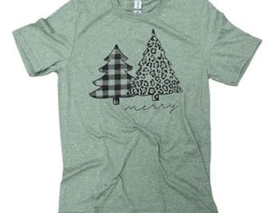 Short Sleeve Green Christmas Tree "Merry" Image