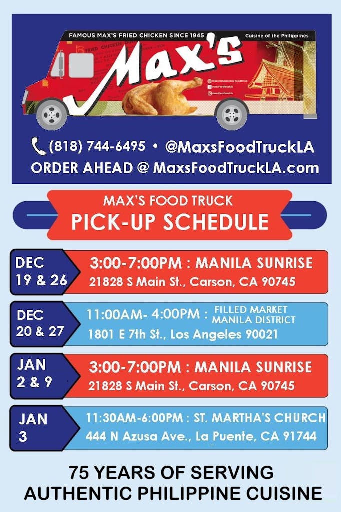 Food Truck Schedule - Max's in LA Food Truck