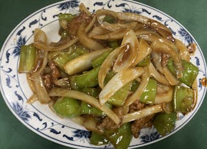 Sliced Beef with Green Peppers & Onions Image
