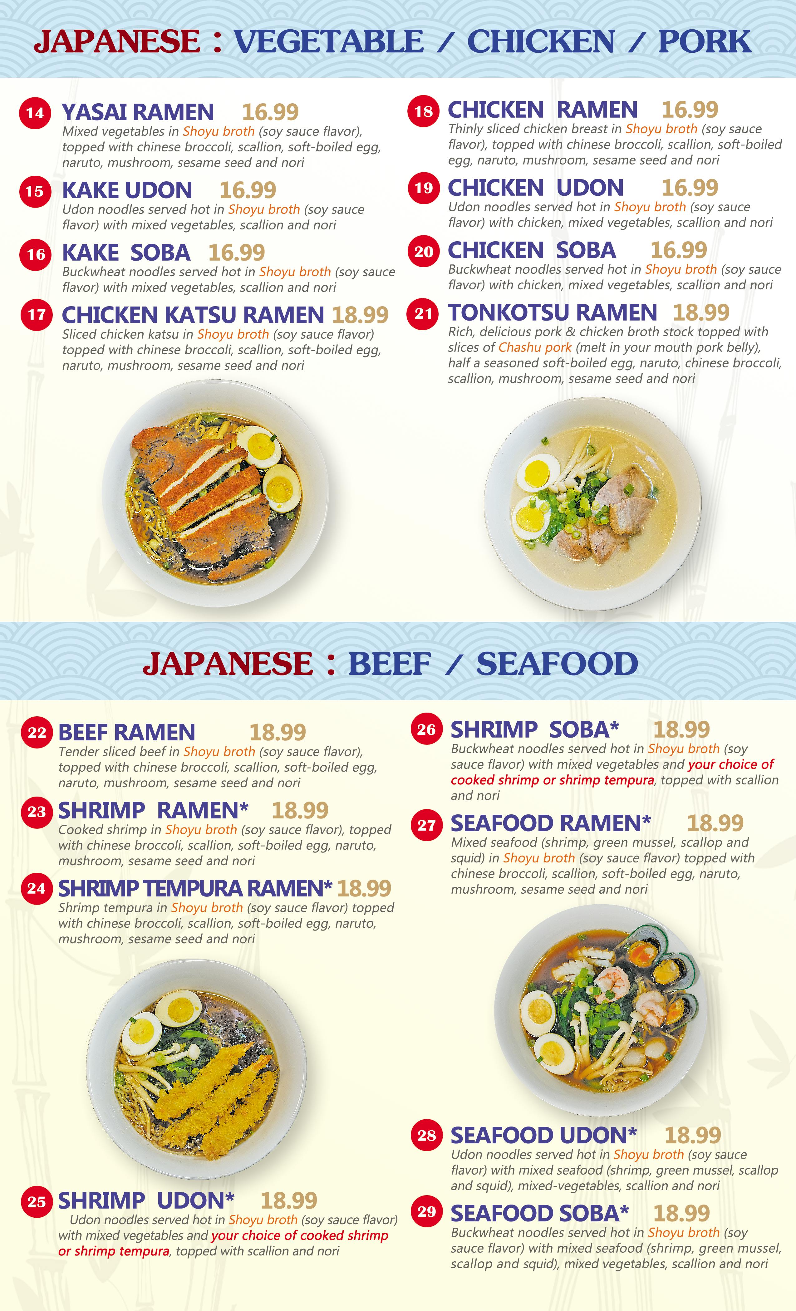 Menu Thai Thai Sushi Bowl