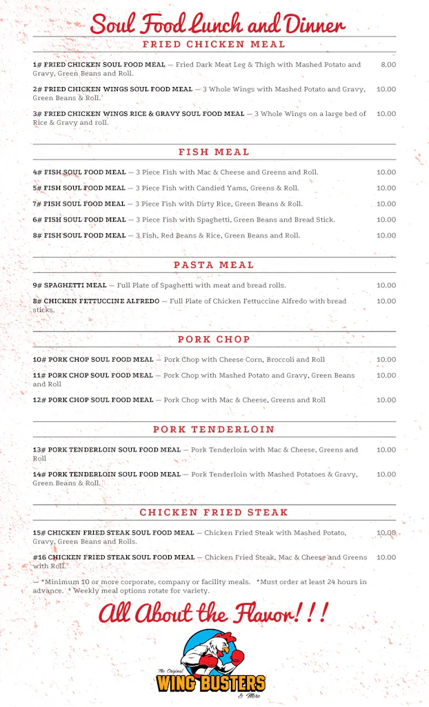 Menu The Original Wing Busters & More (STATE AVENUE)