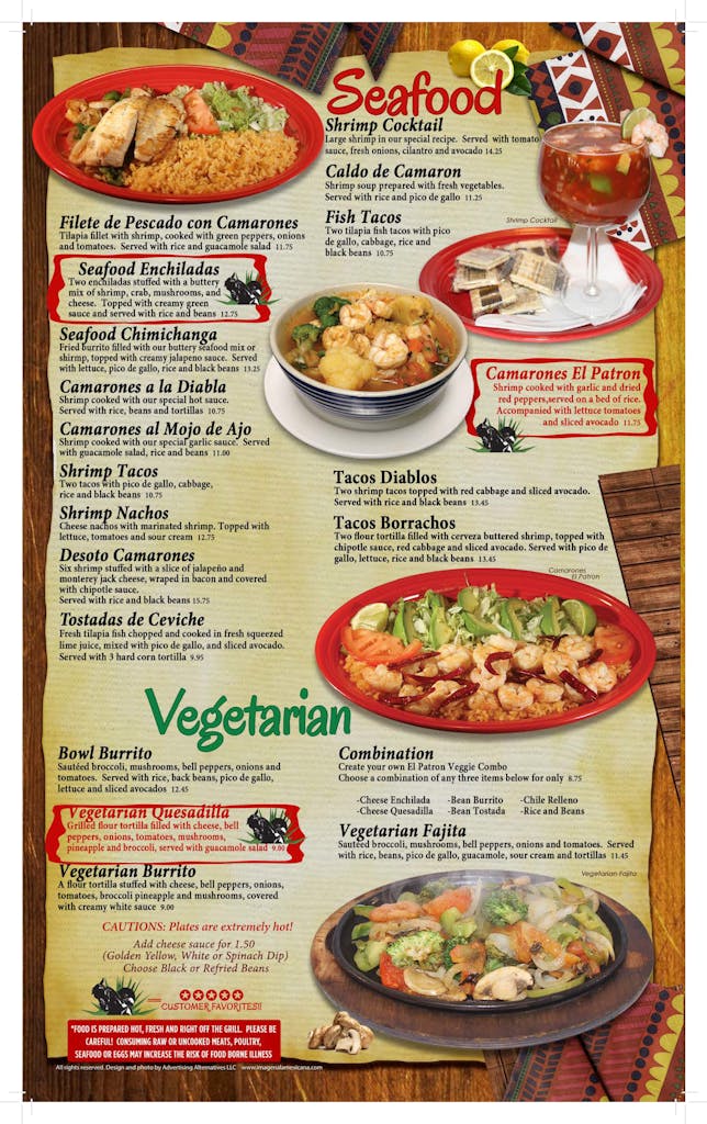 Introducir 55+ imagen el patron bar and grill menu ...