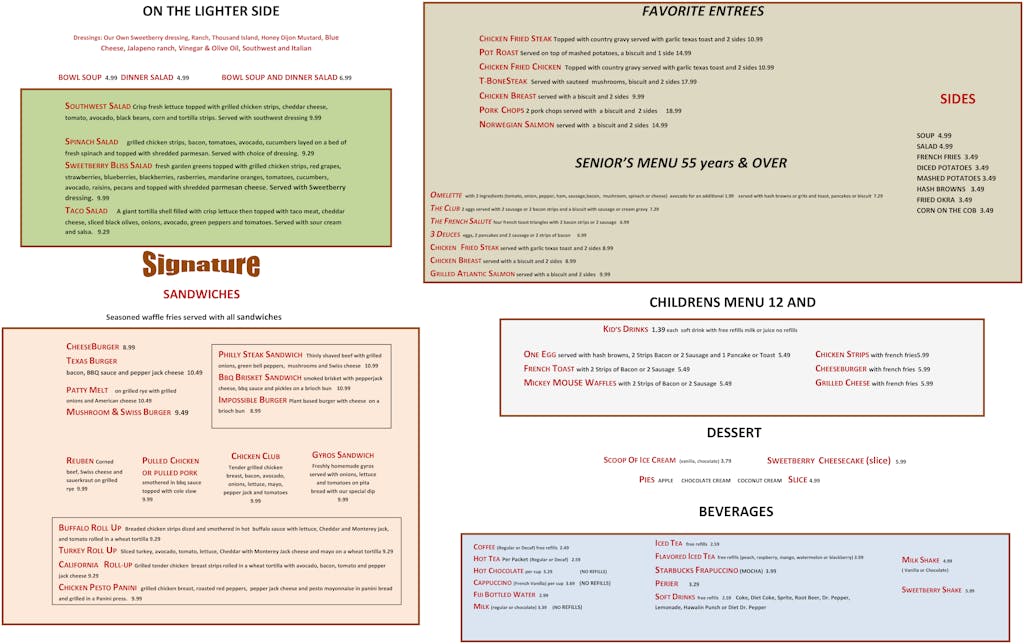 Menu Sweetberries Cafe