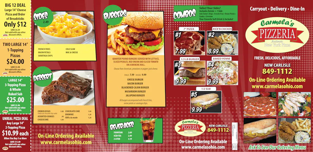 Menu Carmela's Pizzeria