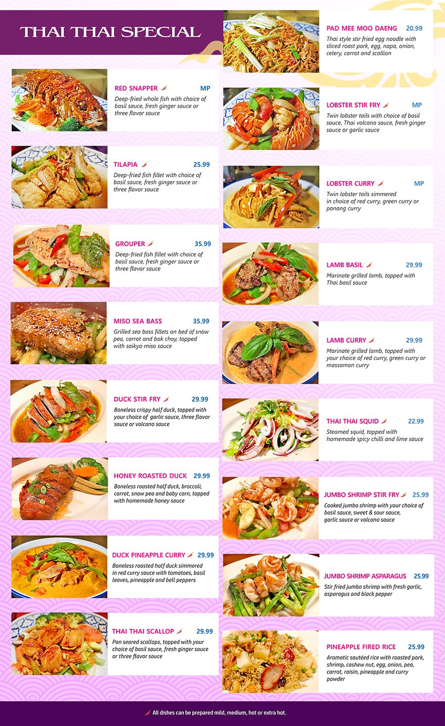 Menu Thai Thai Sushi Bowl