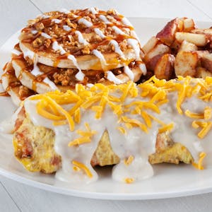 Order Biscuit & Gravy Omelette (1110 cal) food online from Jimmy Egg store, Tahlequah on bringmethat.com