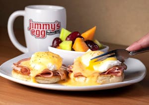 Order Eggs Benedict (760 cal) food online from Jimmy Egg store, Tahlequah on bringmethat.com