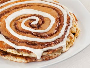Order Cinnamon Roll Pancakes (2) (1520 cal) food online from Jimmy Egg store, Tahlequah on bringmethat.com