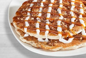 Order Caramel Apple Pancakes (2) (1180 cal) food online from Jimmy Egg store, Tahlequah on bringmethat.com