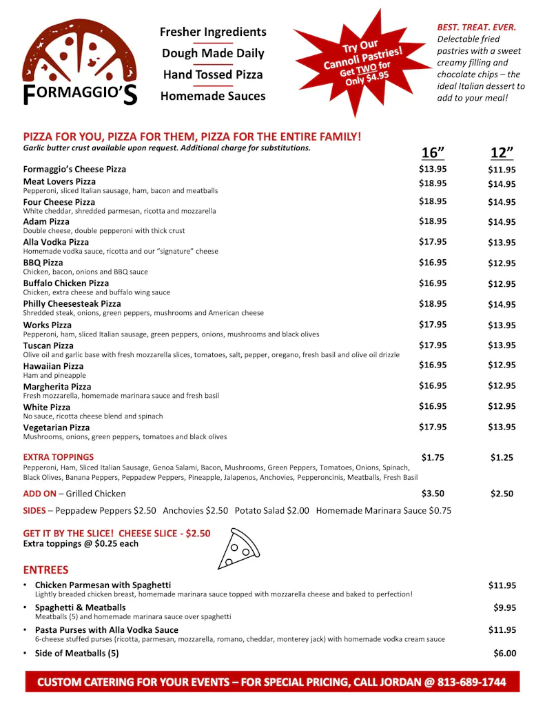 Menu - Formaggio's