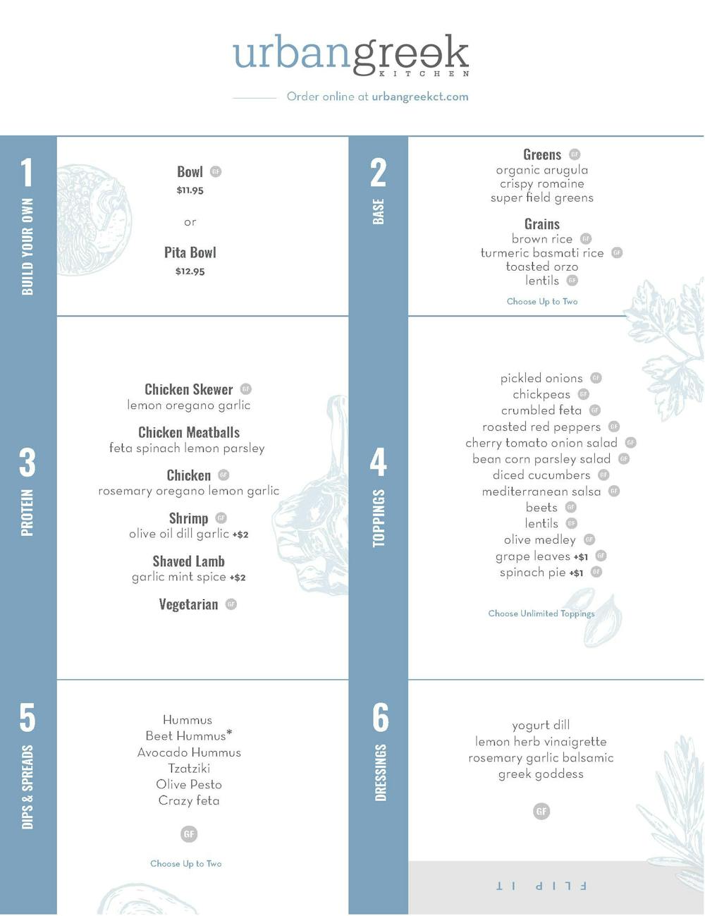 Menu URBAN GREEK