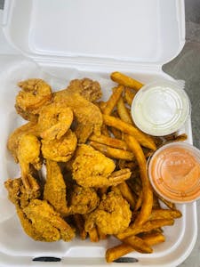 Order 16. Wings (4) & Large Shrimp (8) COMBO food online from GJ Fish & Chicken store, Kansas City on bringmethat.com