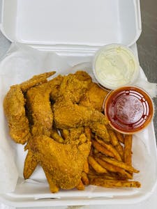 Order 5. Wings (5) COMBO food online from GJ Fish & Chicken store, Kansas City on bringmethat.com