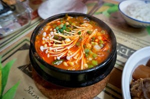 Order Tofu Soup With Vegetable food online from Jang Dok Dae Korean store, Queens on bringmethat.com