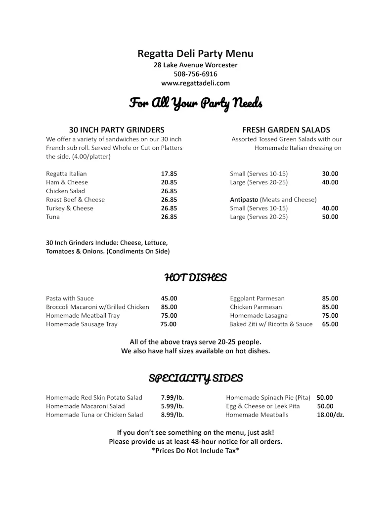 Catering - Regatta Deli