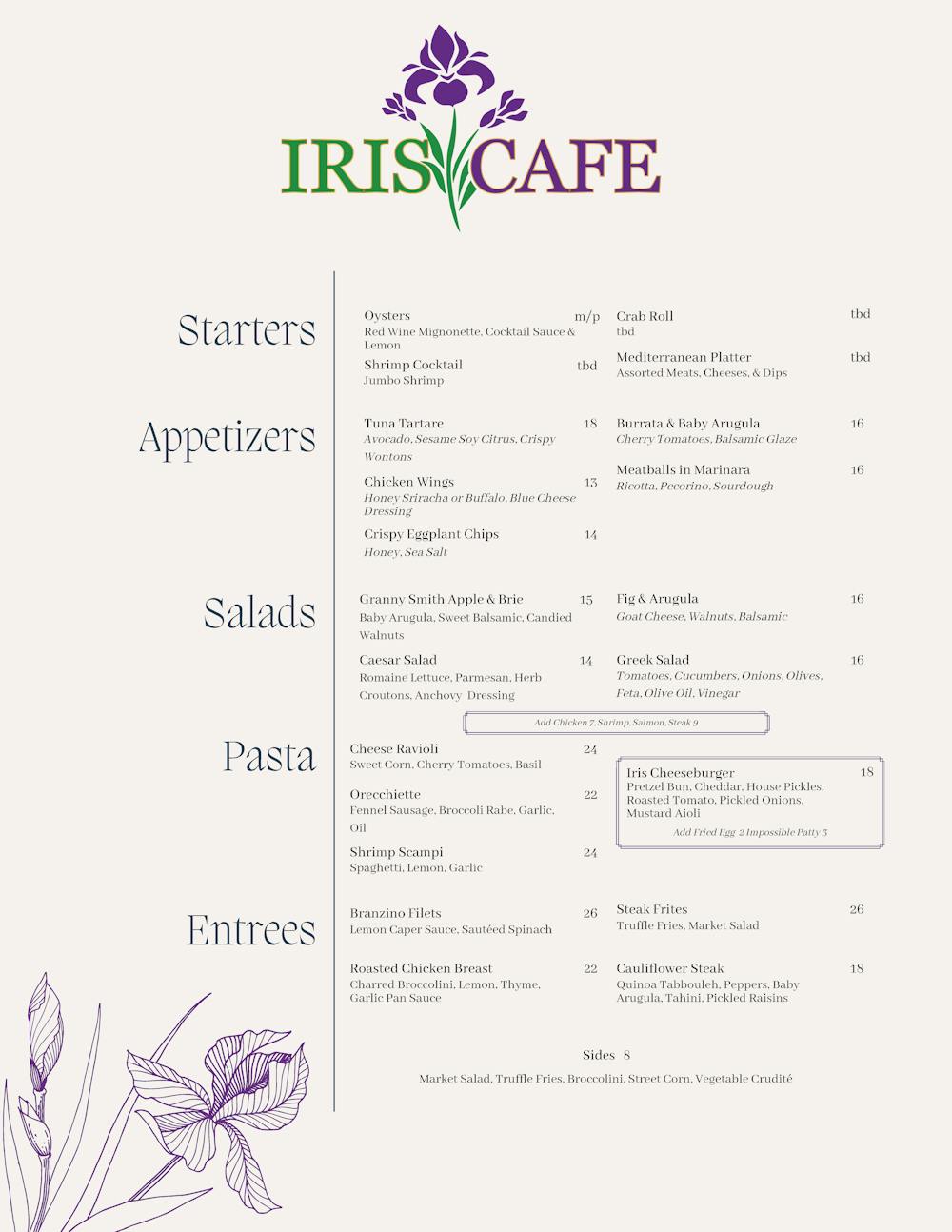 Menu Iris Cafe Menu Iris Cafe