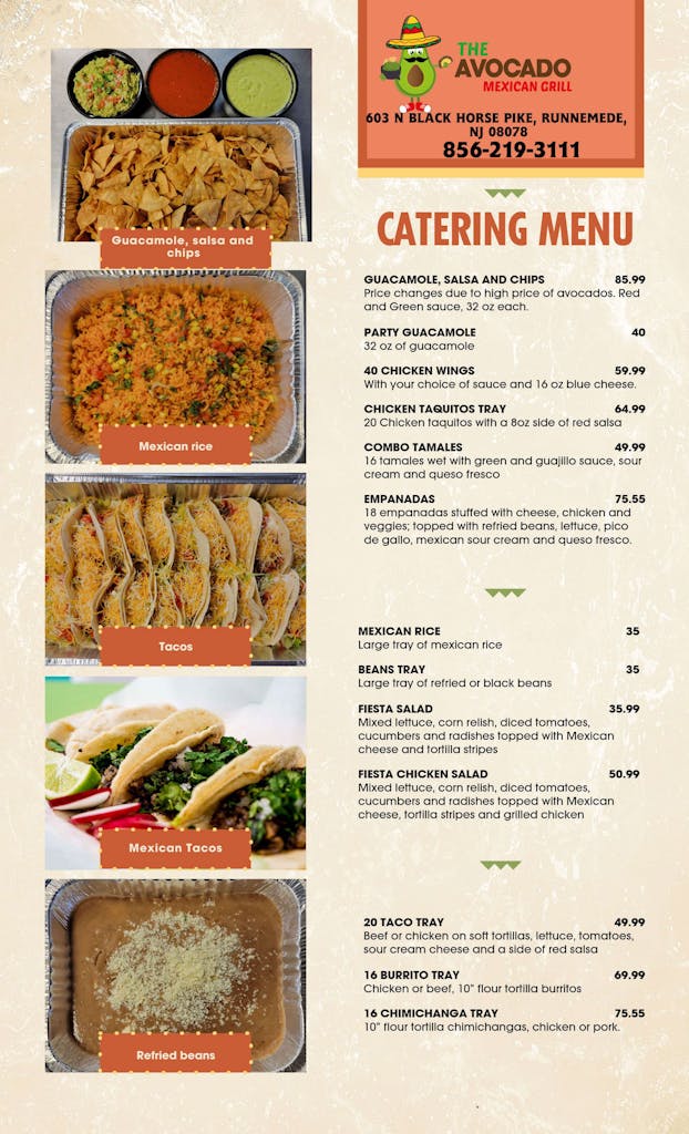 Catering The Avocado Mexican Grill