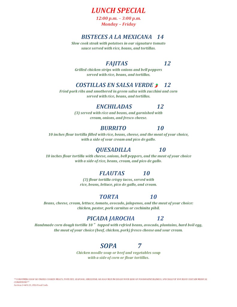 Menu - Veracruz Restaurant