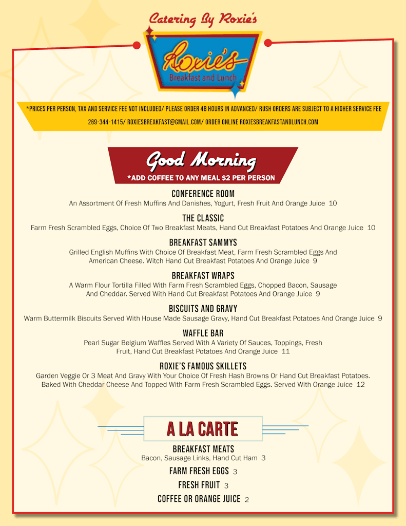 Catering Roxie's Breakfast & Lunch
