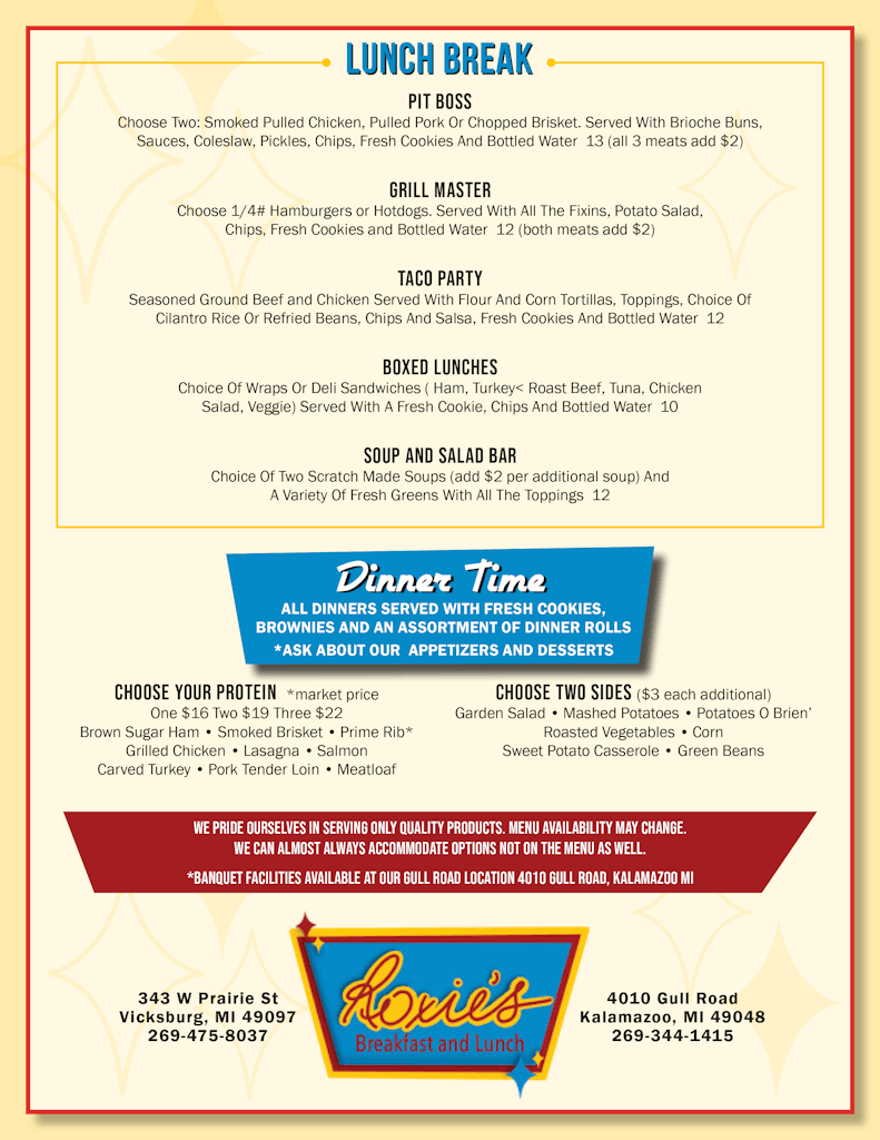 Catering Roxie's Breakfast & Lunch