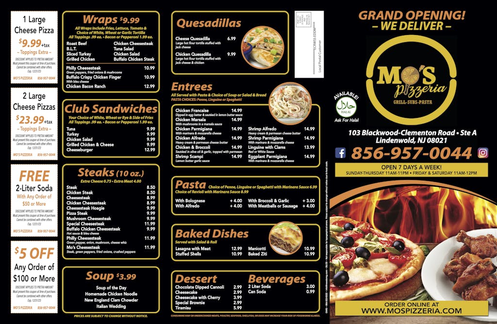 Menu - MO`S PIZZERIA