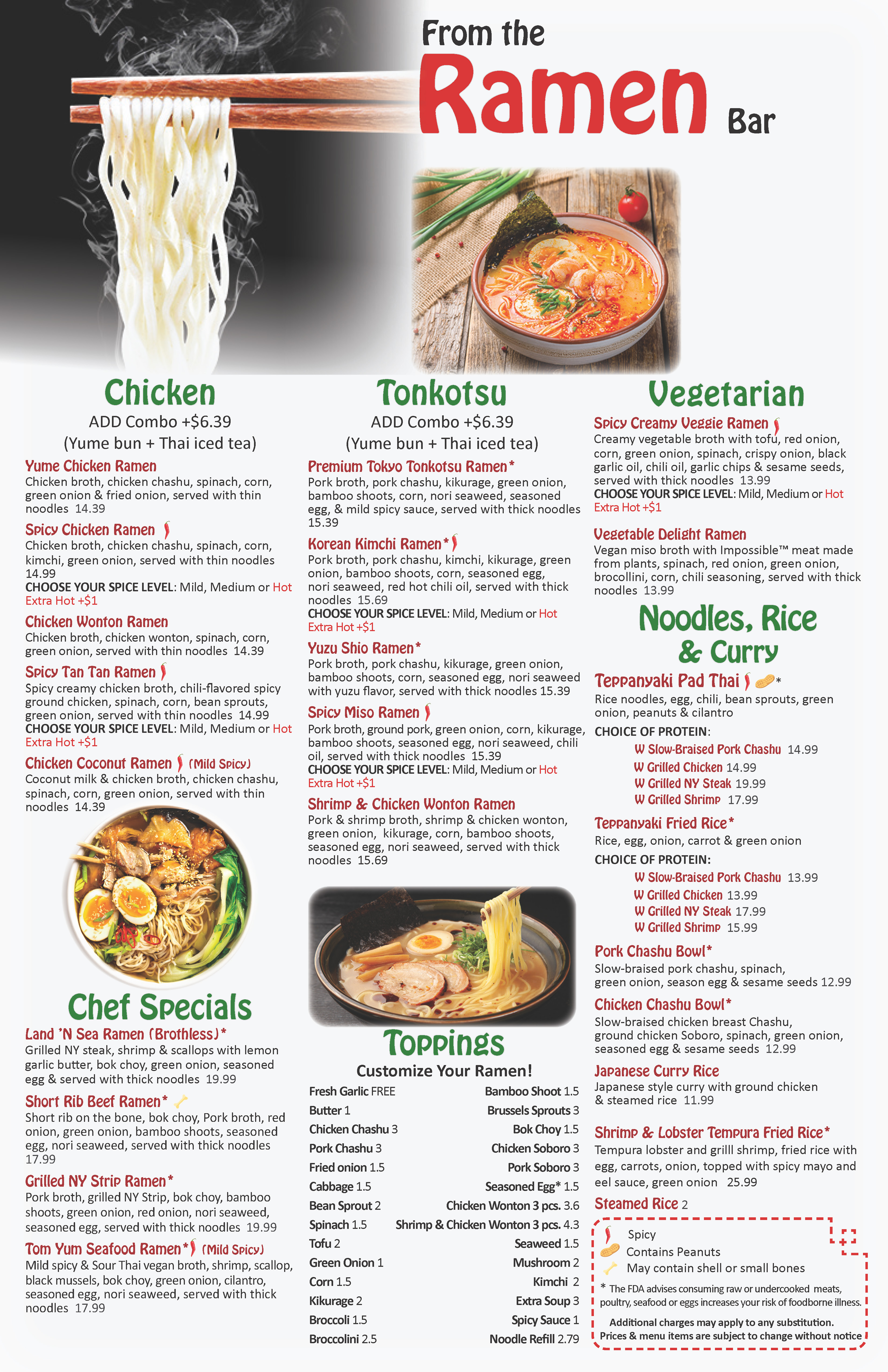 Menu Yume Ramen Bar in Peachtree City