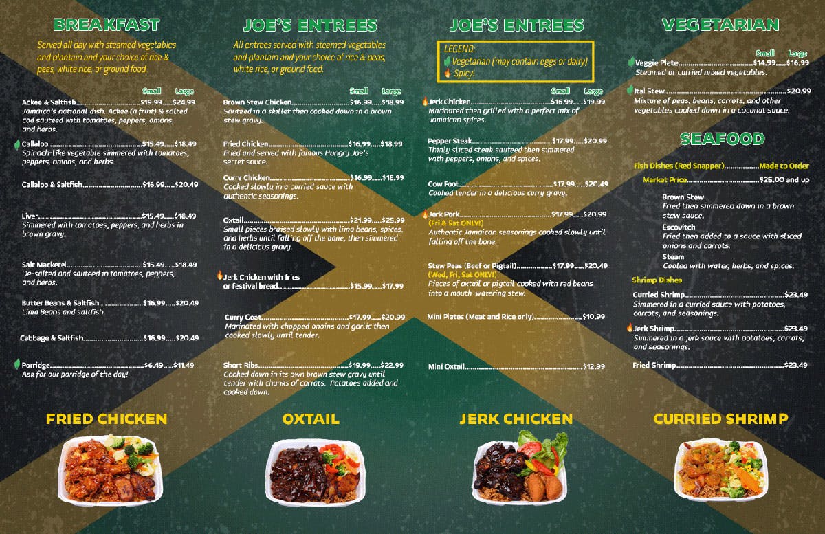Menu Hungry Joe's Jamaican Restaurant
