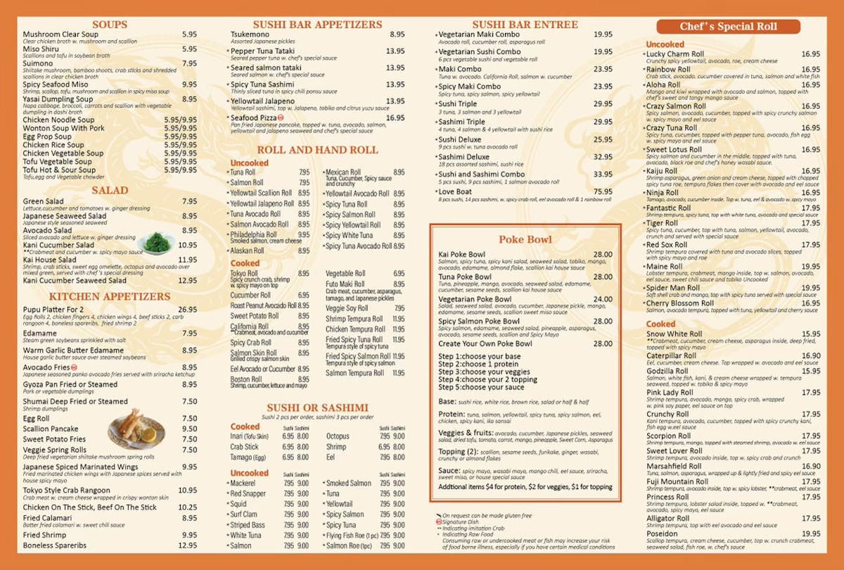 Menu - Kai Asian Fusion