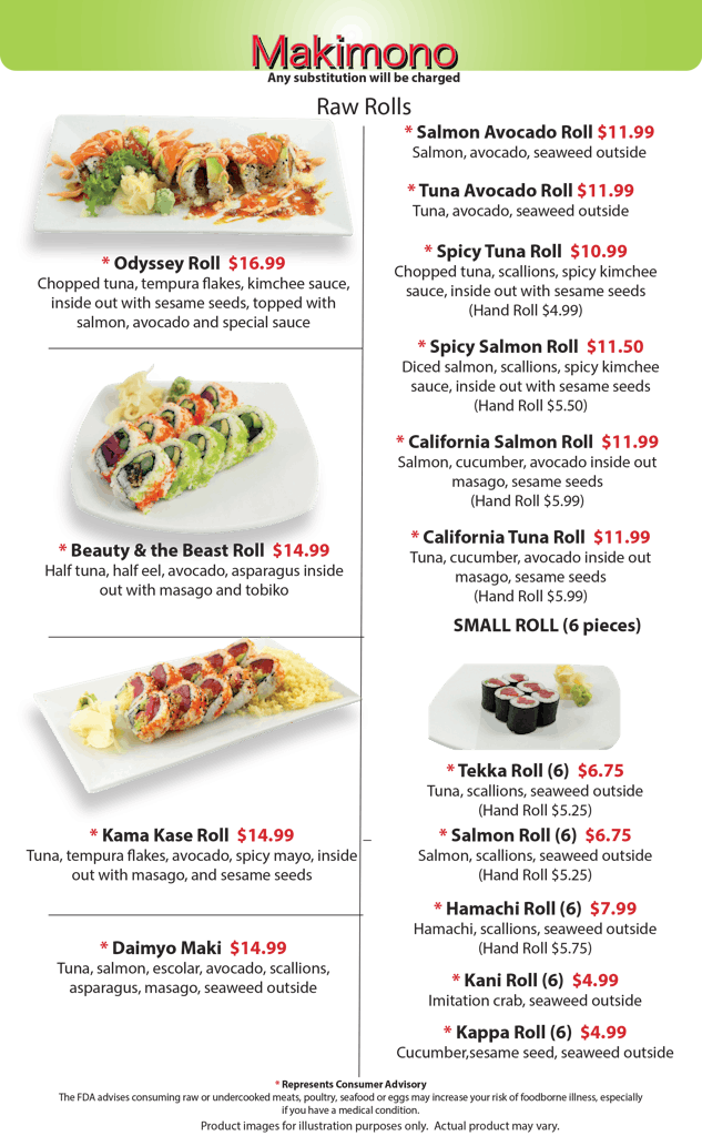 Menu Nakorn Roll & Bowl