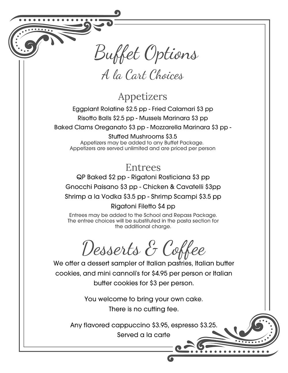 Catering Packages Que Pasta