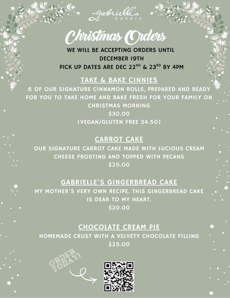 Christmas Orders Menu