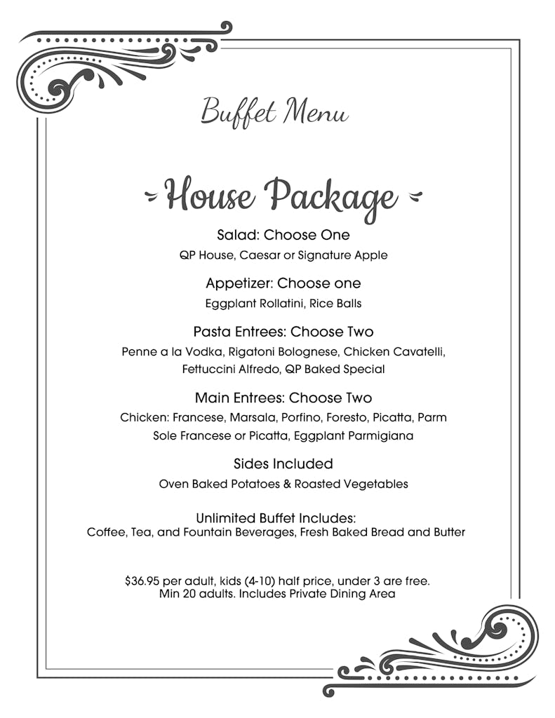 Private Events Catering Menu