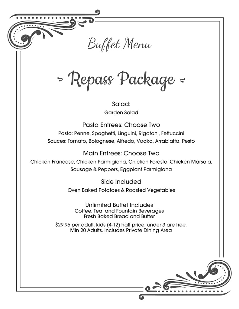 Private Events Catering Menu