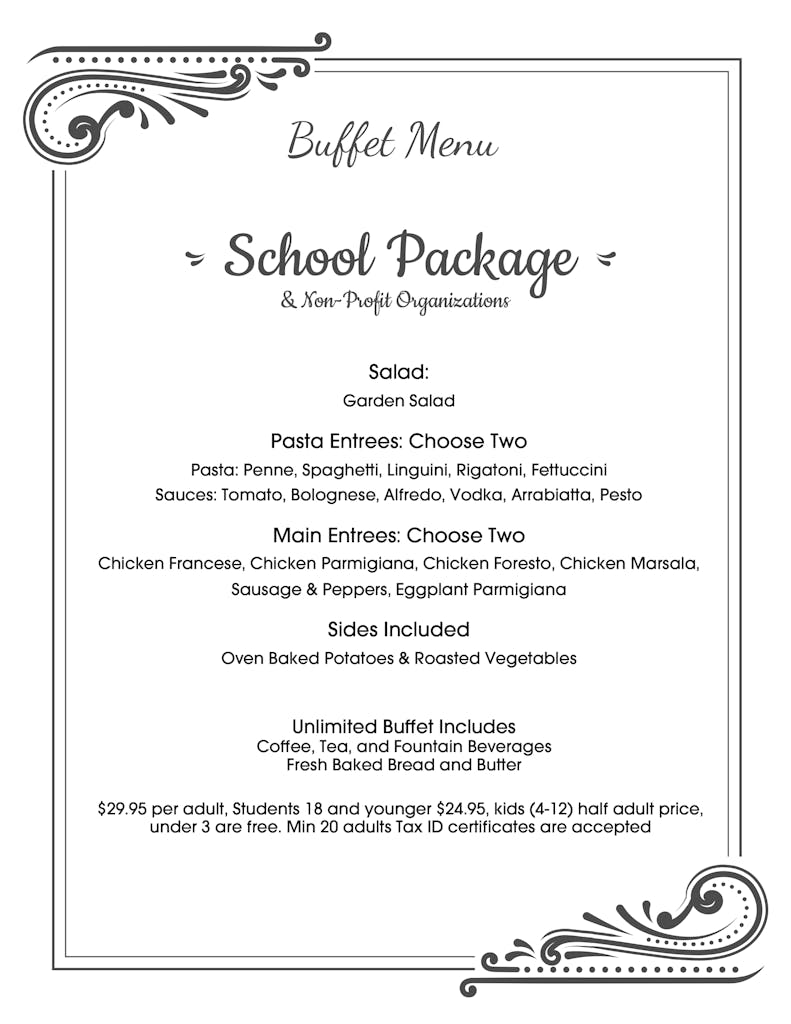 Private Events Catering Menu