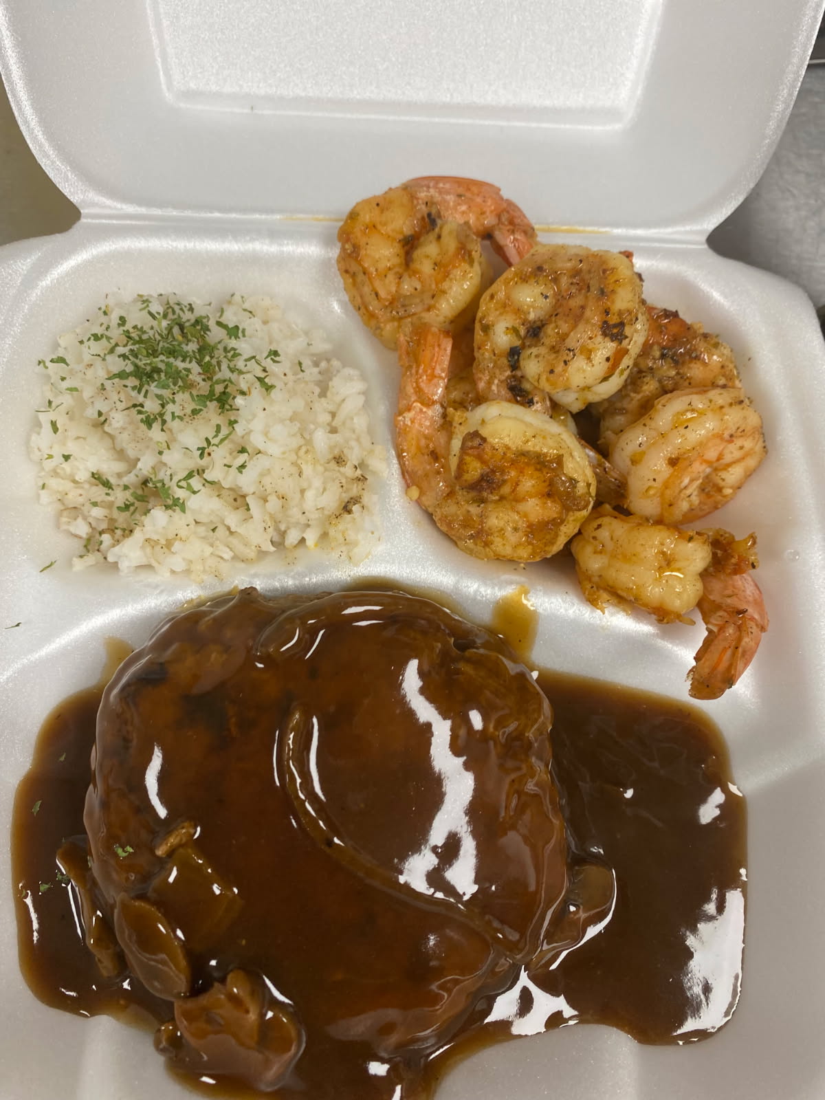 meat, rice, shrimp