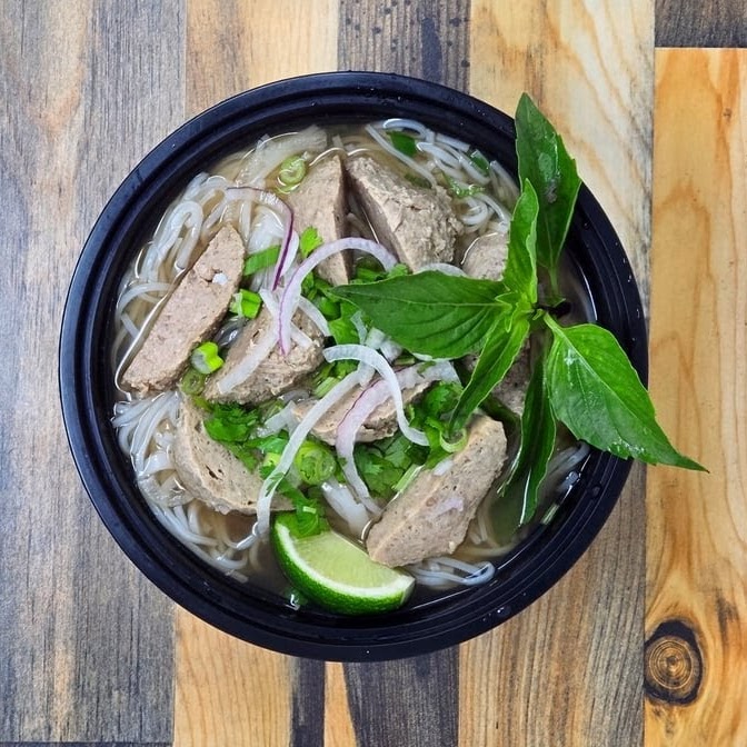 Rice noodles in a rich, flavorful broth