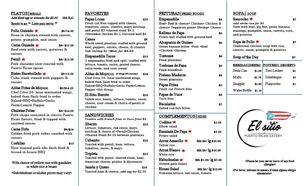 El Sitio Menu 2