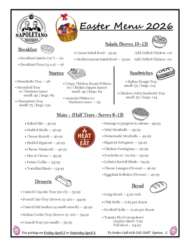 Easter Menu 2026
